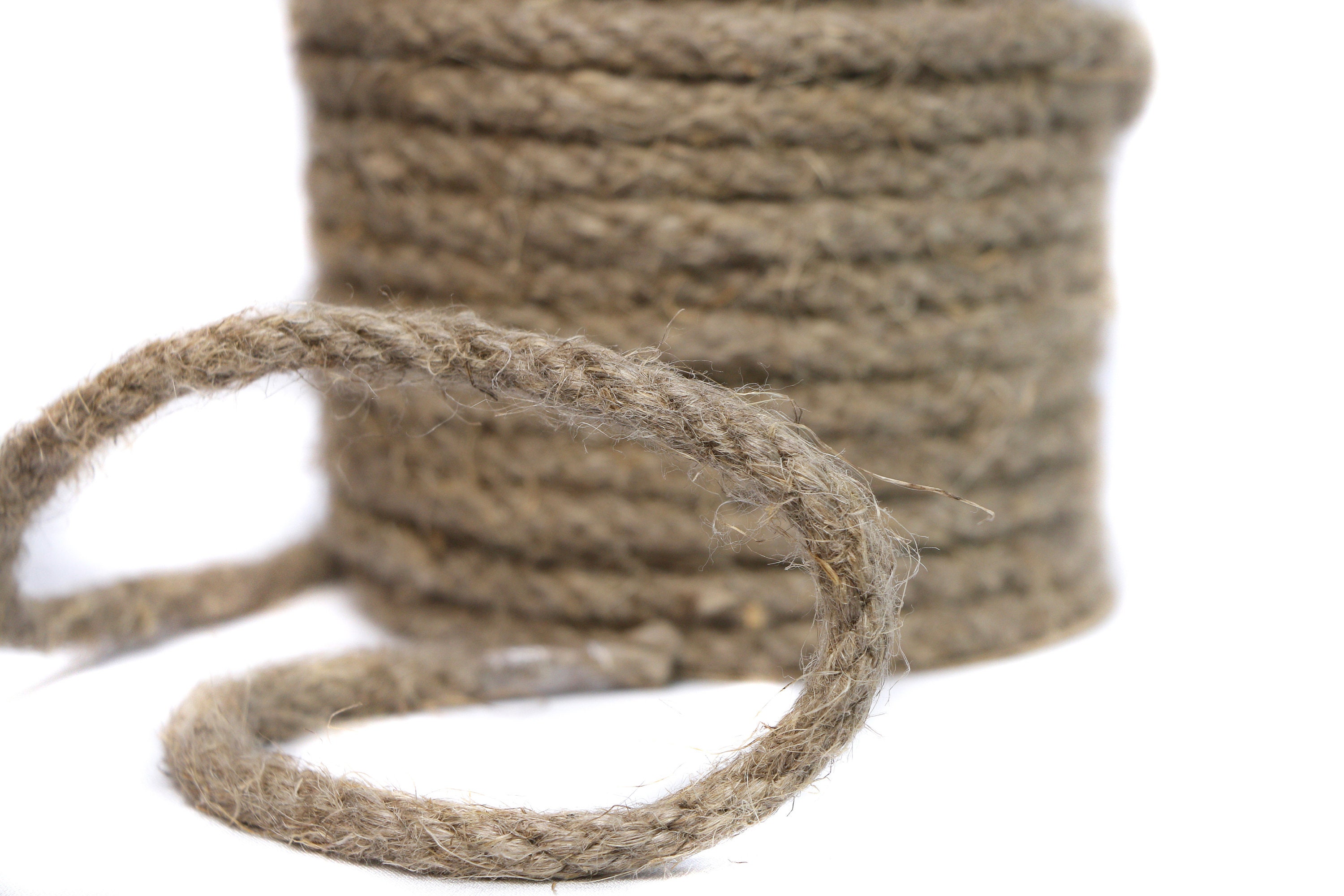 Natural brown linen braided rope. Linen rope Linen braided Etsy