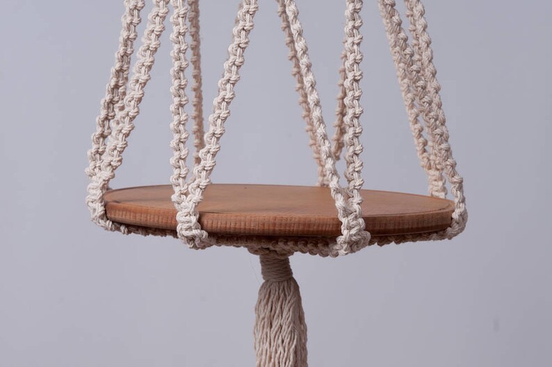 Macrame Hanging Table Or Plant Hanger In Off White 5 Mm Image 0
