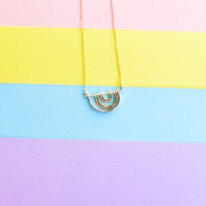 Willa necklace, rainbow necklace, hammered hoop necklace, upside down rainbow necklace, curved bar necklace image 3