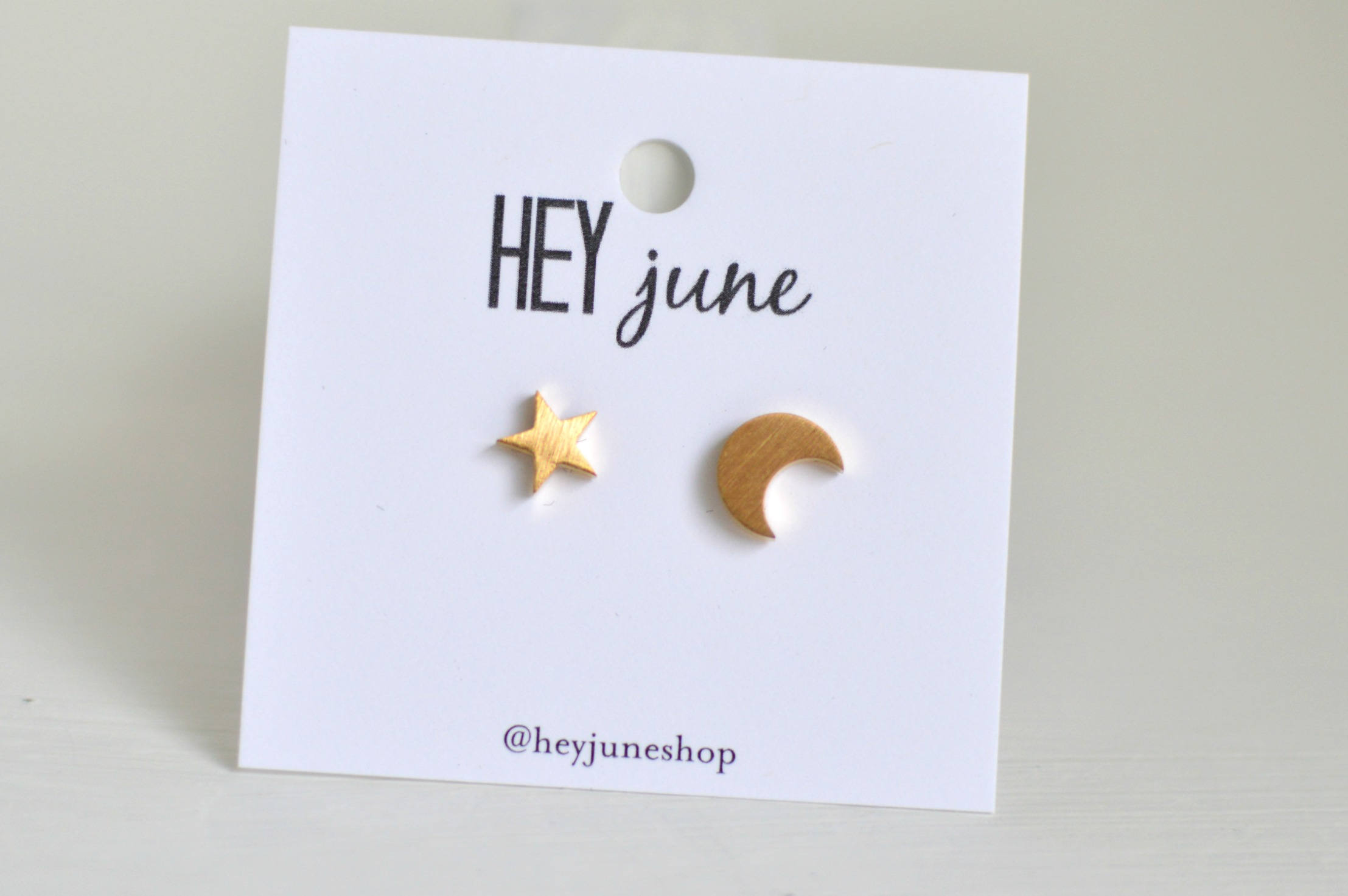 Moon and star stud earrings, night sky earrings, gold sky earrings, s…
