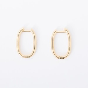 Rectangle Huggies, hoop earrings image 1