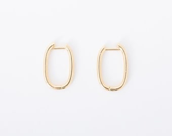 Rectangle Huggies, hoop earrings