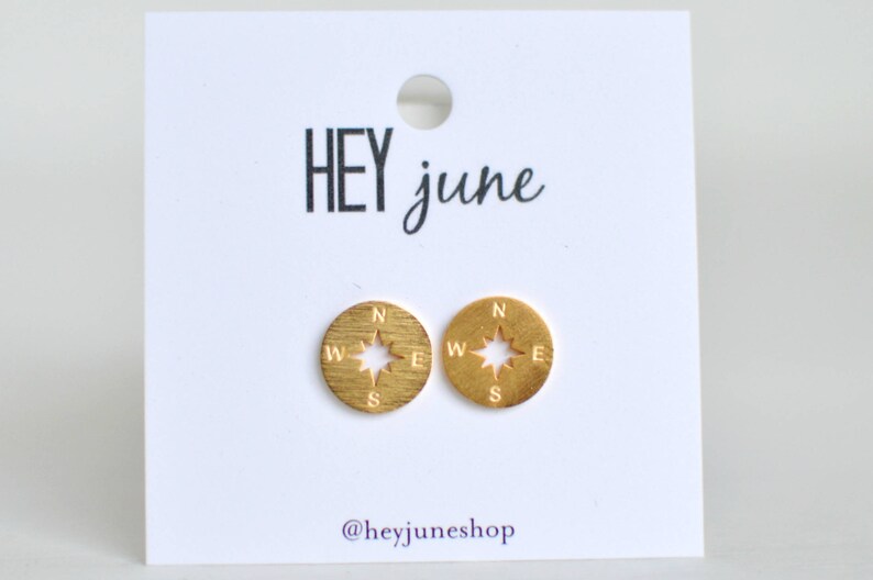 Compass stud earrings compass earrings hiking earrings Etsy