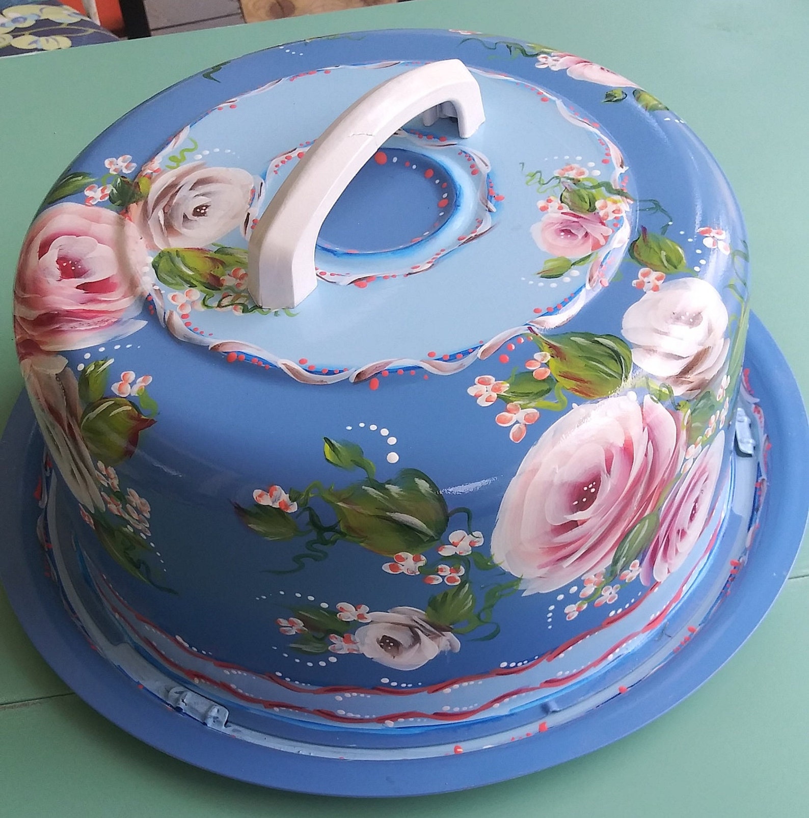 Beautiful Hand Painted Cake Saver Carrier One of a Kind Etsy