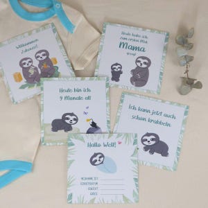 Tarjetas de hitos del bebé: 30 tarjetas diseñadas con cariño para los momentos más hermosos, perfectas para baby showers y como regalo para el nacimiento, el perezoso