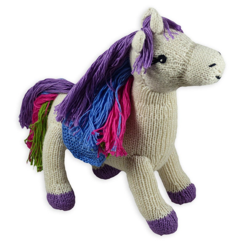 Cuddly toy unicorn with rainbow mane 19 cm, soft organic cotton, children's toys, horse gifts for children image 3