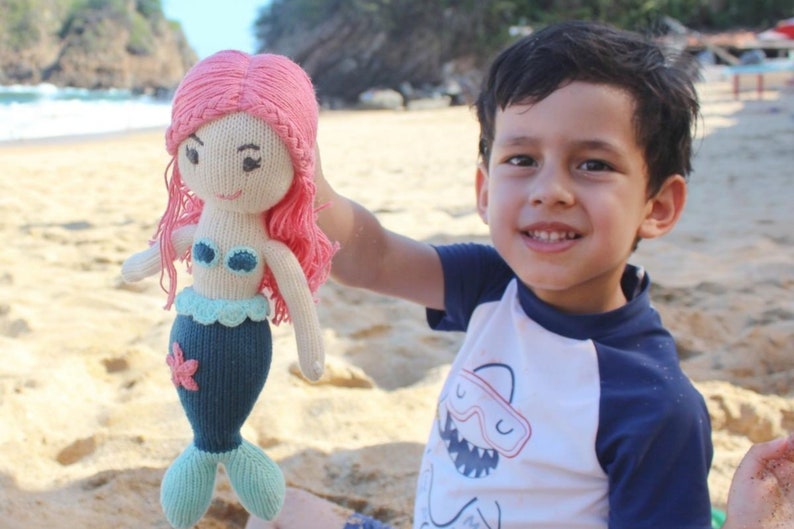 Handmade Mermaid doll 30cm, Stuffed toddler doll, soft handmade toy, Mermaid gifts for Christmas image 4