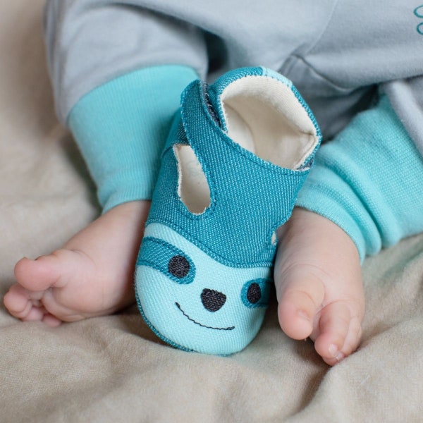 Chaussures bébé paresseux – Chaussures pieds nus végétaliennes, taille 18-23, pantoufles pieds nus, chaussures pour bébé rampant, chaussures de marche, unisexe, turquoise, Ocean Plastic