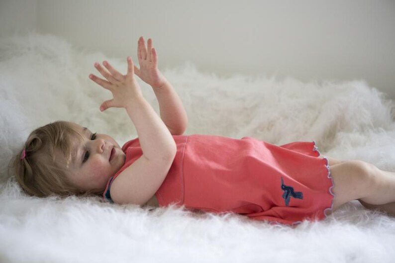 Hummingbird Girls Longshirt Coral Organic Pima Baby Dress Pima Cotton Ivory Nut