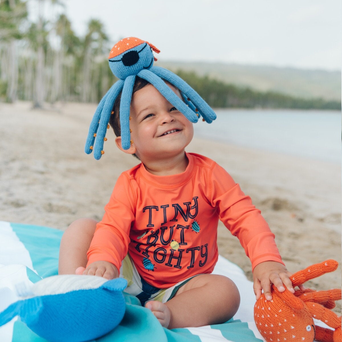 Cool Octopus Soft Toy (22cm), Ocean Baby, Pirate, Stuffed Animal, Organic Handmade Toy, ocean animals toys, Preemie toy, ocean lover