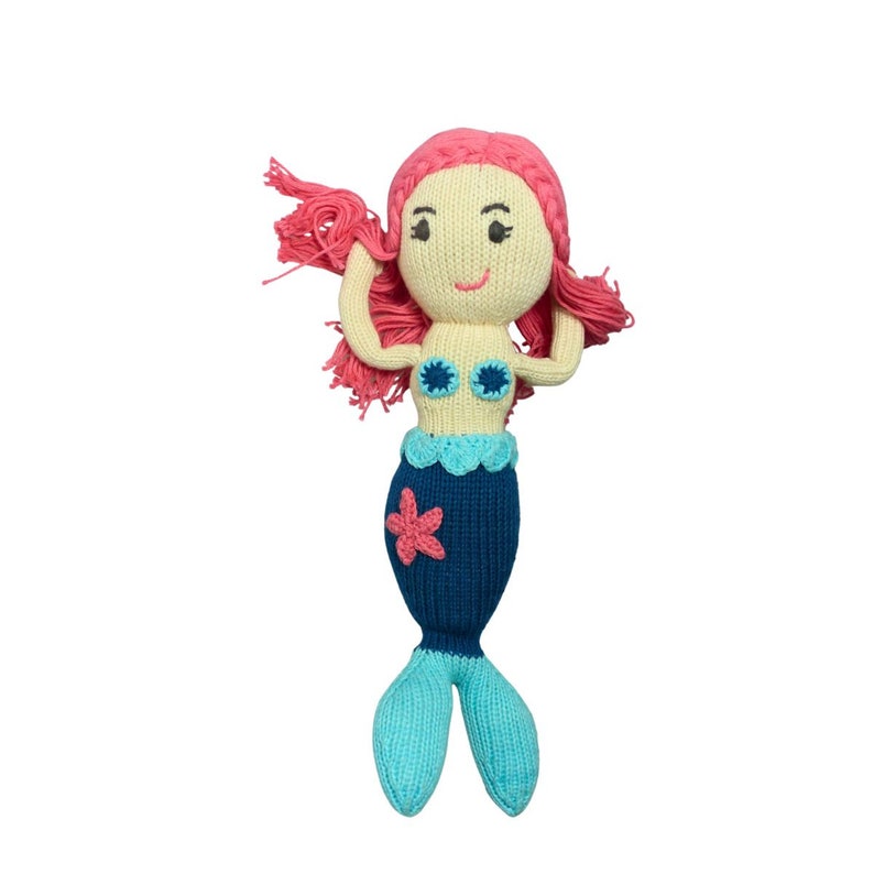 Handmade Mermaid doll 30cm, Stuffed toddler doll, soft handmade toy, Mermaid gifts for Christmas image 3