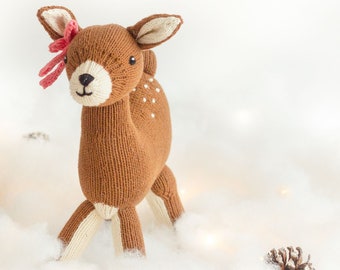Knitted cuddly toy deer 14 cm, soft organic cotton, children's toy, sweet Bambi cuddly toy for girls and boys, fawn for forest friends