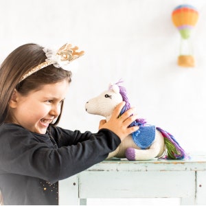 Cuddly toy unicorn with rainbow mane 19 cm, soft organic cotton, children's toys, horse gifts for children image 2