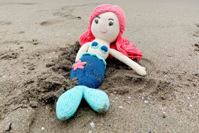 Handmade Mermaid doll 30cm, Stuffed toddler doll, soft handmade toy, Mermaid gifts for Christmas image 1
