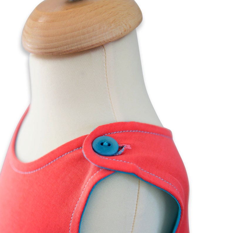 Hummingbird Girls Longshirt Coral Organic Pima Baby Dress Pima Cotton Ivory Nut