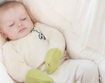 Tutina per neonato anti-eczema – Protezione mani e piedi antigraffio, senza cuciture, cotone biologico GOTS