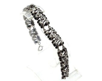 Openwork silver bracelet, Vintage silver bracelet, Decorated silver bracelet, Trachten Schmuck, Floral silver bracelet