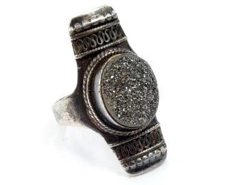 Vintage silver pyrite ring, Pyrite, Vintage ring, Vintage silver ring, Handmade ring, Real silver