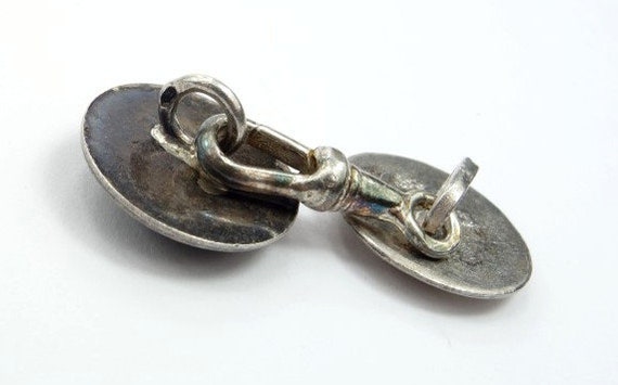 Vintage silver cufflinks, Vintage silver nephrite… - image 2