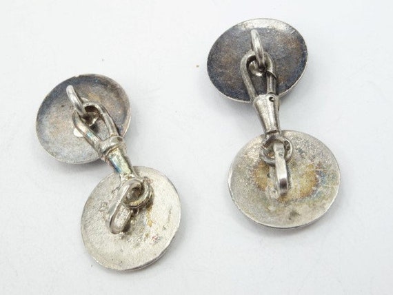 Vintage silver cufflinks, Vintage silver nephrite… - image 3