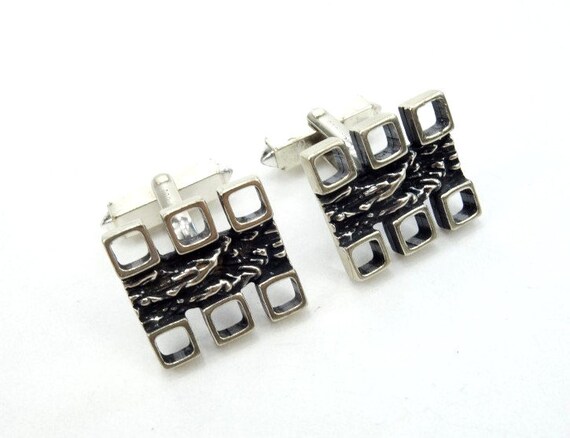 Modern Art, Modern art silver cufflinks, Vintage … - image 1