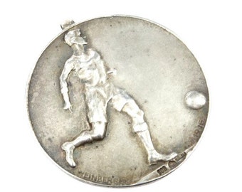 Antique football /soccer medal, Silver Football Fob, Antique football trophy, Pocket watch chain fob, 1920s. 20s, Austria