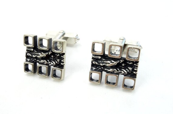 Modern Art, Modern art silver cufflinks, Vintage … - image 2