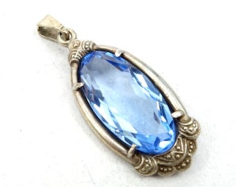 Original 1930s silver pendant, Blue stone silver pendant, 1930s, Vintage silver pendant, Art deco, Art deco silver pendant, 1920s, Blue ston