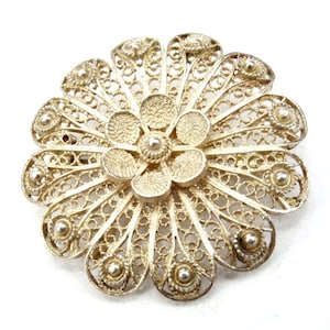 Openwork silver brooch, Filigree silver vintage brooch, Handmade silver brooch, Flower silver brooch, Handmade