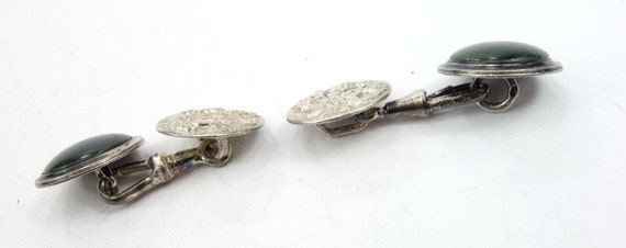 Vintage silver cufflinks, Vintage silver nephrite… - image 5