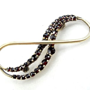Gilded silver garnet brooch, Vintage garnet brooch, Czechoslovakia, Silver brooch, Gilded silver garnet brooch, Czech