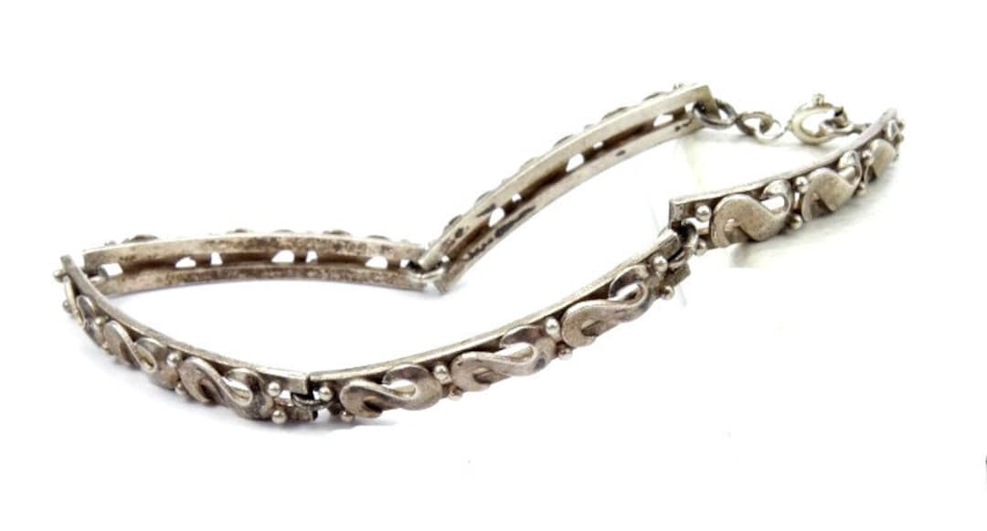 Bracelet Art Déco Vintage Czechoslovakia - Strass Et Pâte De Verre - Métal - Bon état
