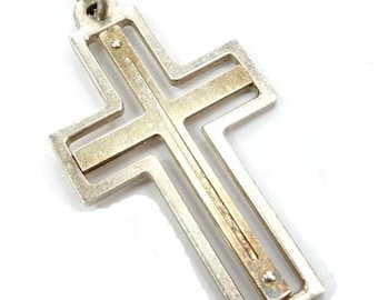 Art moderne, design, vintage, croix en argent vintage, croix vintage, crucifix en argent, crucifix vintage, ajouré, argent véritable