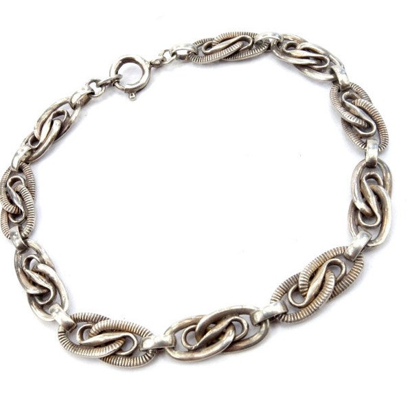 40s, 50s, Vintage silver braclet, Design silver bracelet, Silver chain bracelet, 1940s, 1950s, Design
