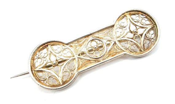Broche Ancienne Ajourée Régionale XIXe Siècle - Argenté En Métal - Occasion