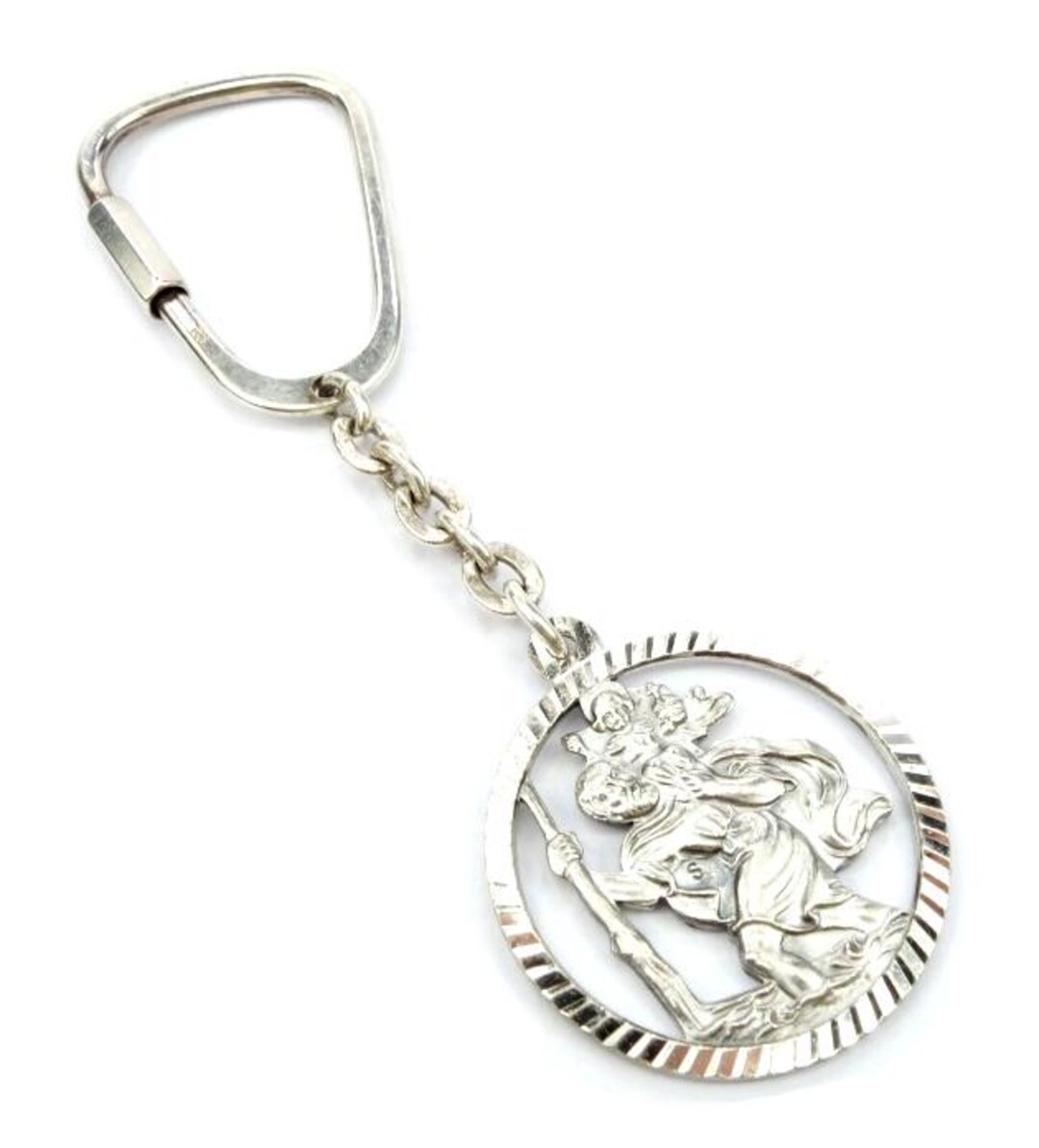 Vintage Silver Keychain, 1970s, 70s, Saint Christopher, Saint ...