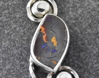 Handmade Sterling Silver Australian Boulder Opal Pendant