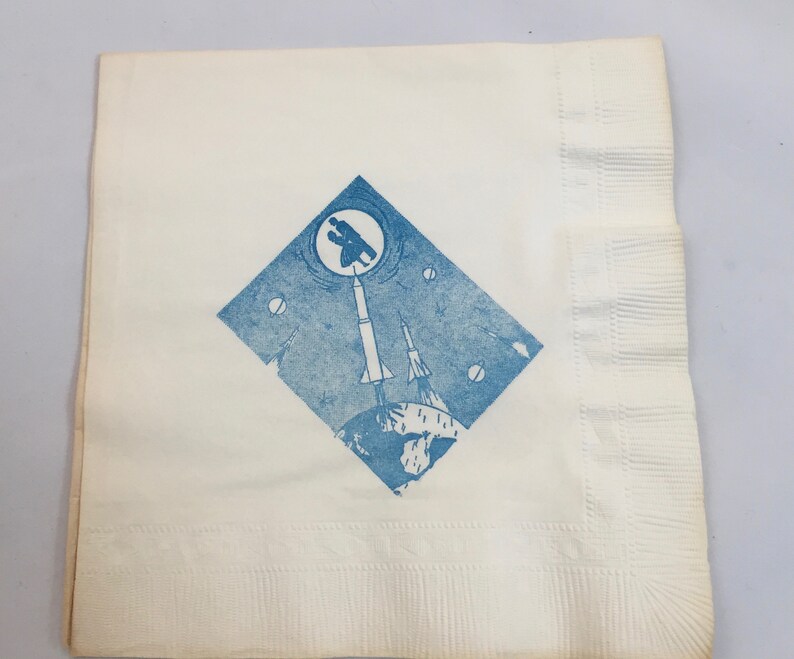 1960 Vintage Songs of Christmas Holiday Napkins and Vintage Space Age Napkins Circa 1950