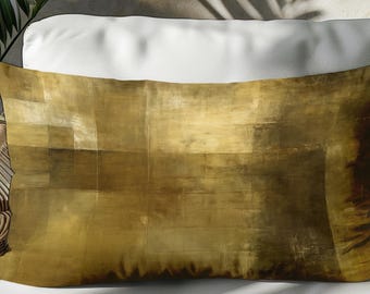Abstract Lumbar Pillow Cover – Modern Throw Pillow in Warm Bronze Tones, Luxe Minimalist Accent for Sofa, Bed or Office