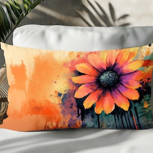 Floral Lumbar Pillow Cover Cotton Linen With Hidden Zipper, Rectangular Throw Cushion Case For Sofa Or Bed, Modern Farmhouse Decor Gift