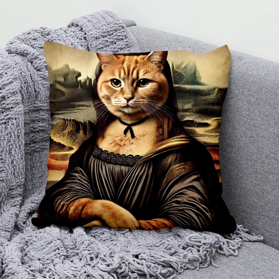 Warrior Cat Throw Pillow Cover – Fantasy Sky Design Cotton Linen Square Cover 18x18 Inch - View #5