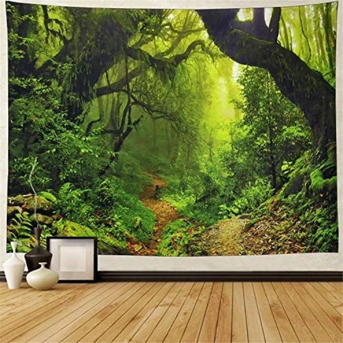 Forest Tapestry Nature Wall Tapestry Green Plants and Trees Wall