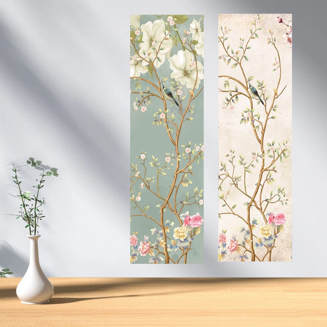 Floral Tapestry, Vertical Tapestry, Long Tapestries Birds and Flowers