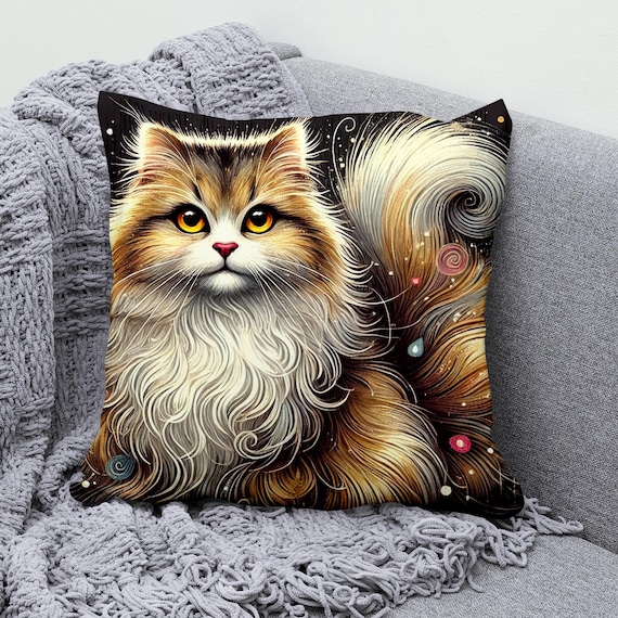 White Fluffy Cat Pillow Cover Blue eyed Cat Throw Pillowcase Cotton Linen Cushion Cover Adorable Pet Lover Home Decor Etsy