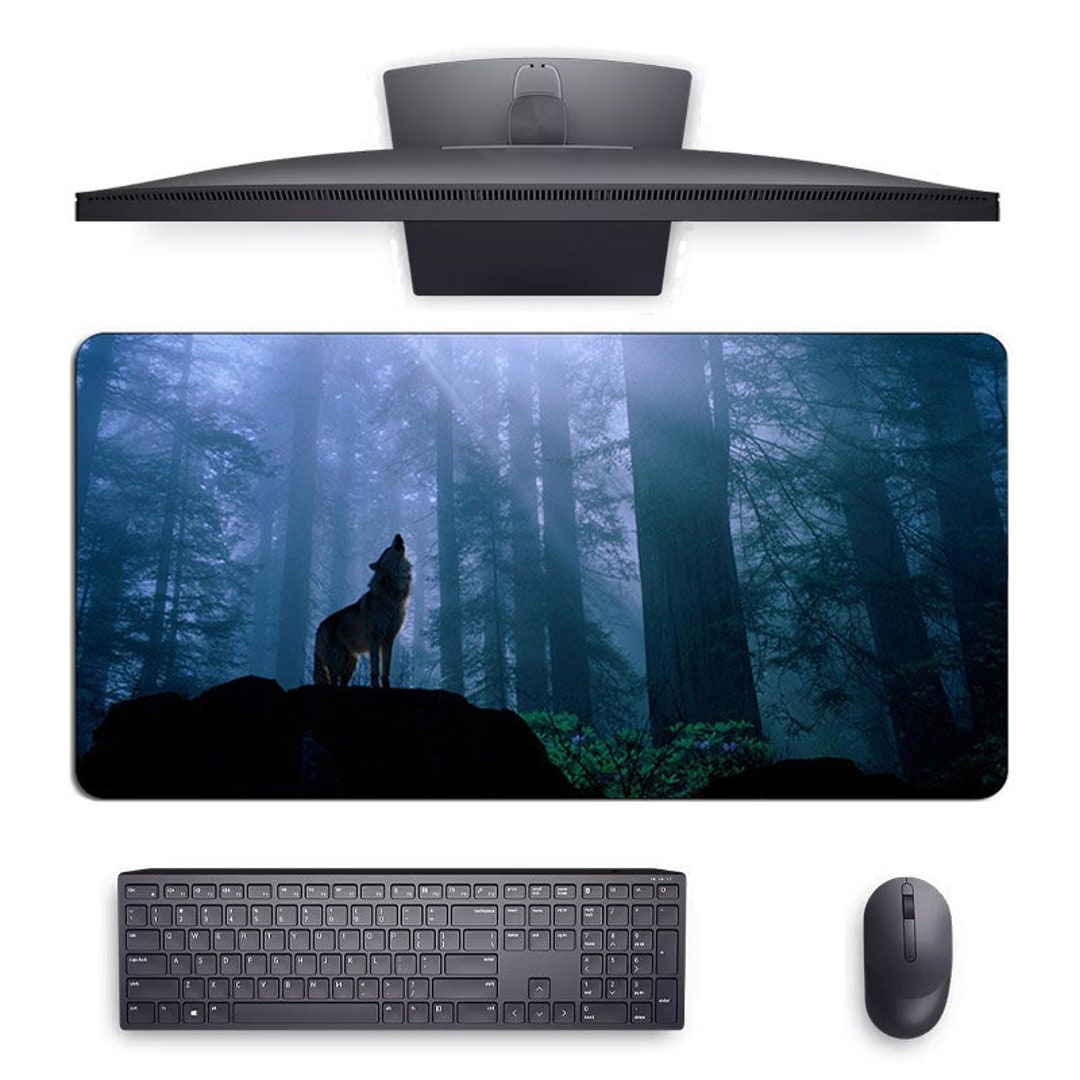 Wolf Desk Mat Wolves Mouse Pad Howling Wolf Mousepad Large Gaming