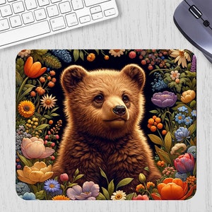 Süße Bär Maus Pad, genähte Kante langlebig Mausmatte für Computer, Laptop, Geschenk
