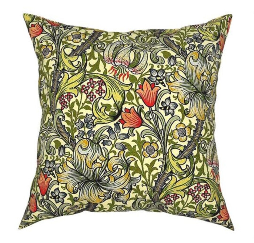 William Morris Cushion Cover Retro Morris Design Golden Lily Etsy