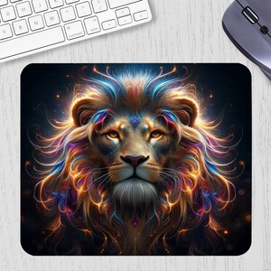 Majestätisches Löwen-Mauspad – lebendige Schreibtischunterlage, Löwen-Gaming-Mauspad, hochwertiges, langlebiges kleines Mauspad mit genähten Kanten für Desktop oder Laptop