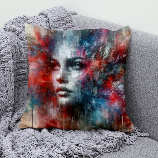 Colorful Graffiti Art Throw Cushion Cover, Pillow Case, Cotton Linen, Urban Chic Home Decor