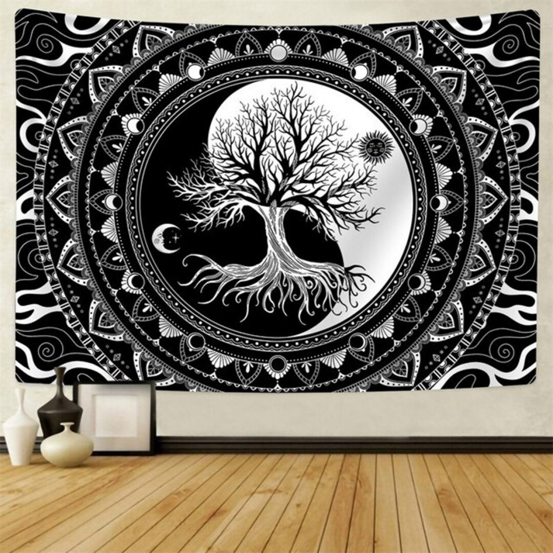 Tree of Life Tapestry Yin and Yang Spiritual Wall Hanging Aesthetic